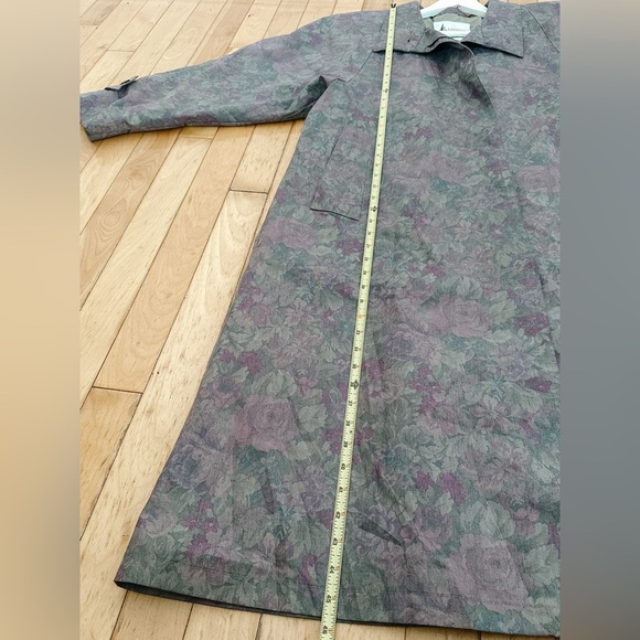 Vintage London Fog-Floral Trench Coat Woven by Wamsutta -Muted Purple/Green- 10P - Picture 13 of 15